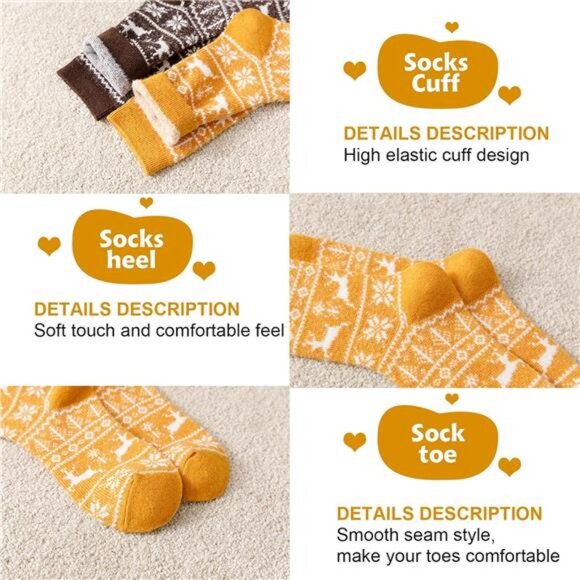 New 5 Pairs Fuzzy Soft Cozy Comfortable Socks for Women, Casual Sleep Comfy Sock - Picture 2 of 6